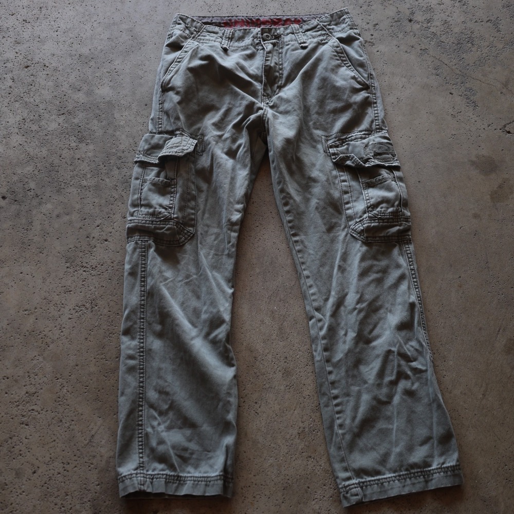 Union Bay Cargo Pants Mens 29x30 Sage Green Y2K Straight Leg Multi Pocket Workwe